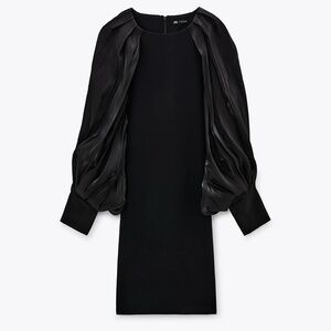 NWT ZARA Combination Dress Balloon Sleeves Black size M